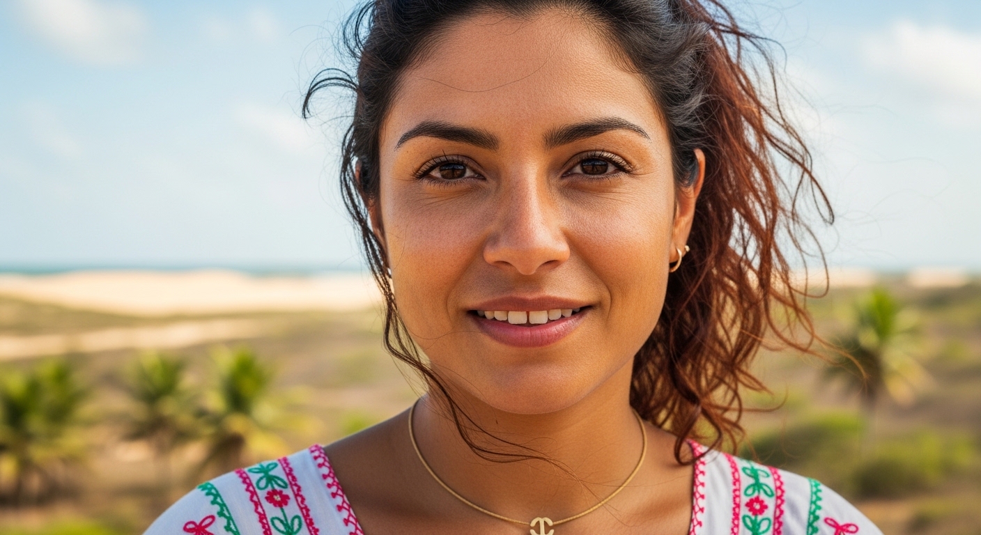 Mulher jovem em ambiente externo